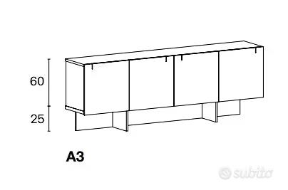 MAJOR A3 FUME'-SIBERIAN 240X45XH.85 BASE FUME'+SEPARATORE