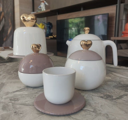 SERVIZIO MR E MRS LOVE(TEIERA+TAZZA+ZUCCHERIERA+CONFETTIERA