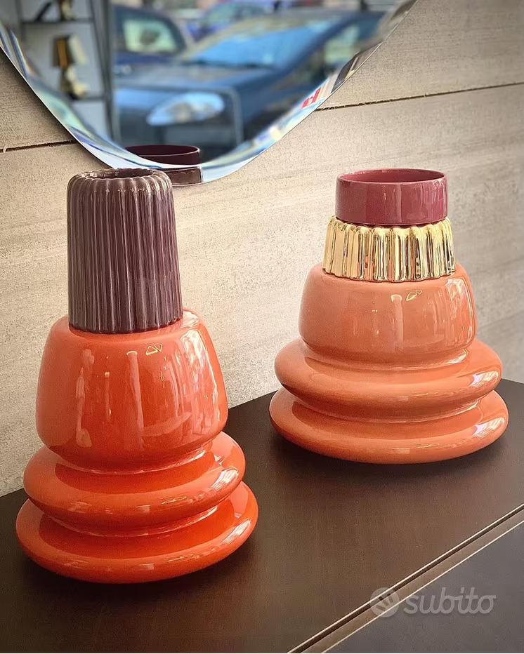 VASO VOLCANO 2.rosa salmone +oro luc